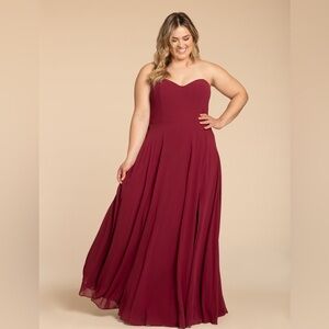 Elegant Burgundy Strapless Gown Hayley Paige W902